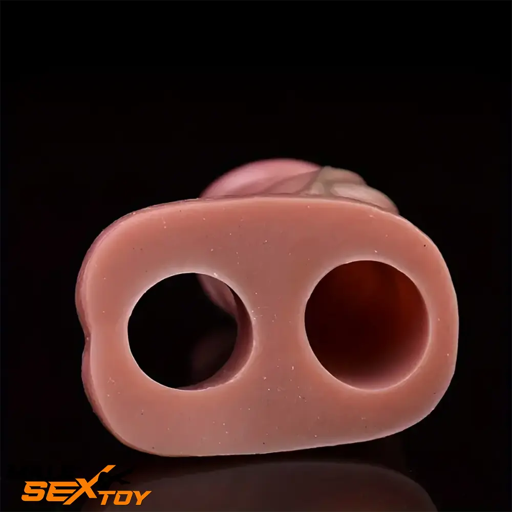 5.3in Lifelike Silicone Soft Hollow Dildo Sleeve With Big Knot Extender Male Sex Toy
