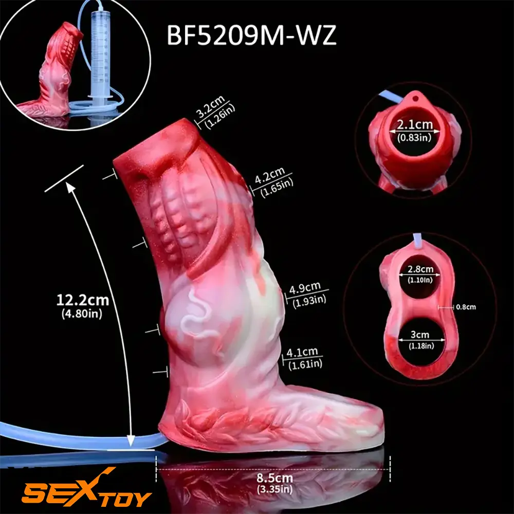 4.8in 5.59in Soft Liquid Silicone Monster Hollow Dildo Sleeve For Delay Male Sex Toy