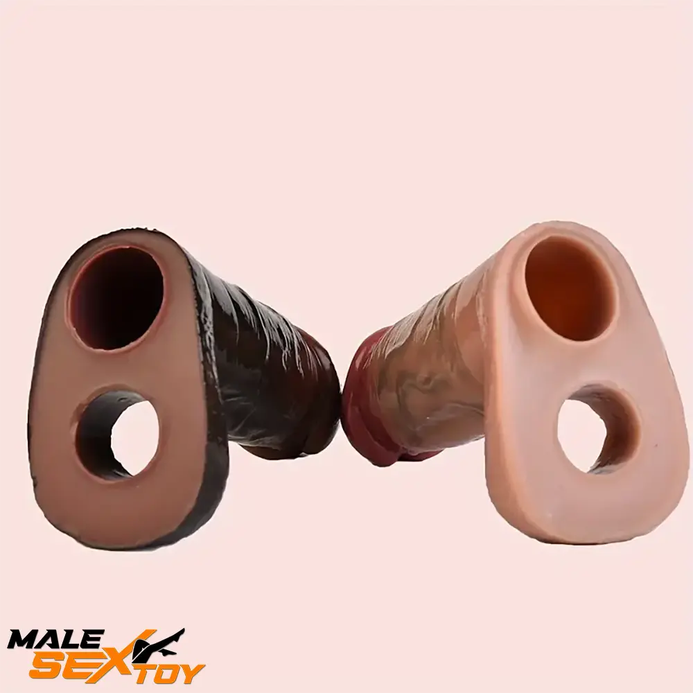 5.12in Silicone Soft Skin Feeling Hollow Dildo Sleeve For Delay Ejaculation Male Sex Toy