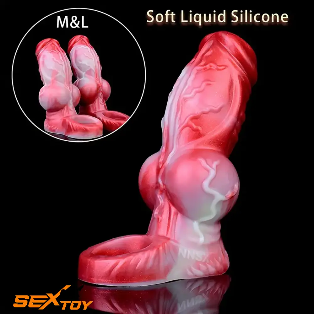 4.92in 5.83in Silicone Soft Hollow Dildo Sleeve Dog Knotted Penis Extender Male Sex Toy