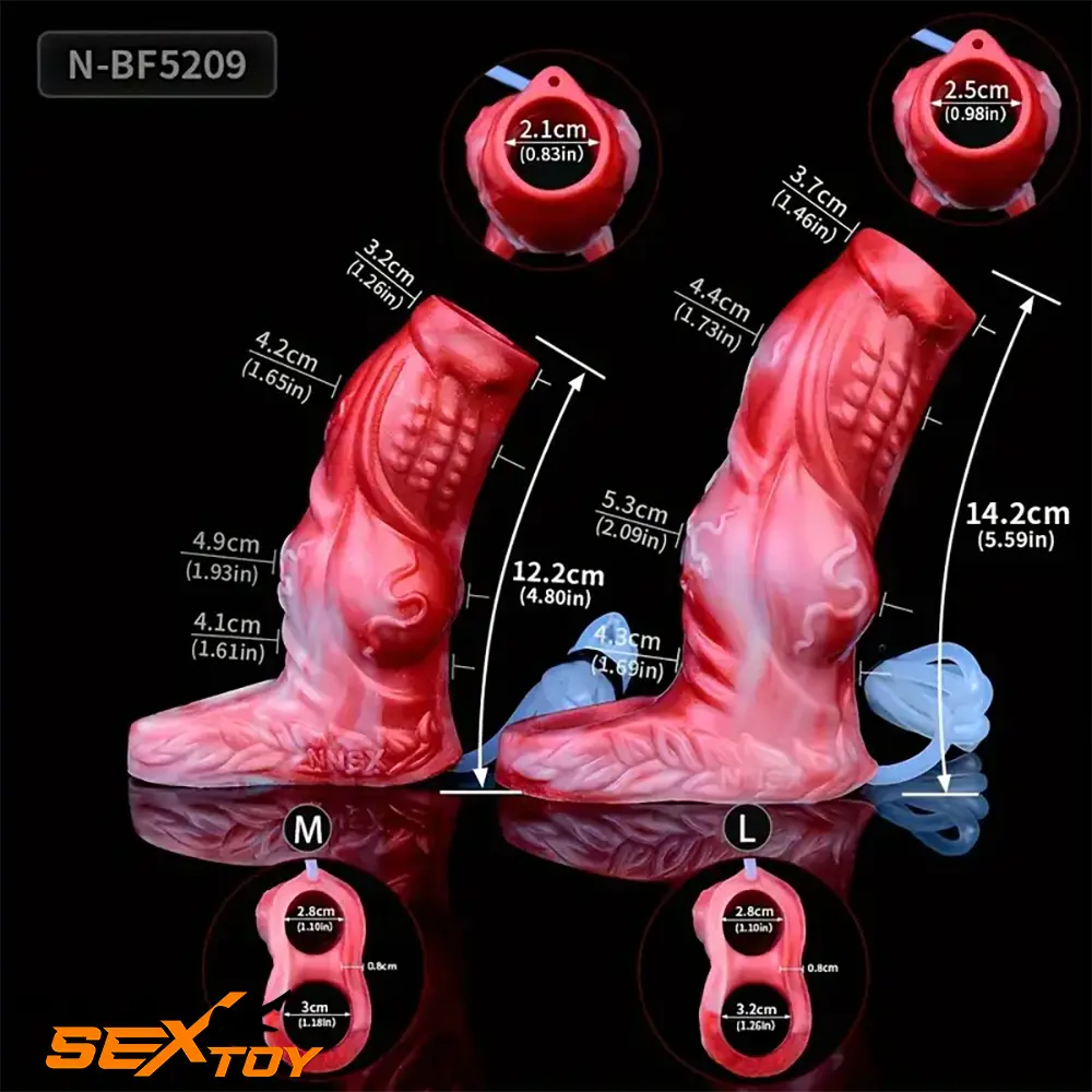 4.8in 5.59in Soft Liquid Silicone Monster Hollow Dildo Sleeve For Delay Male Sex Toy