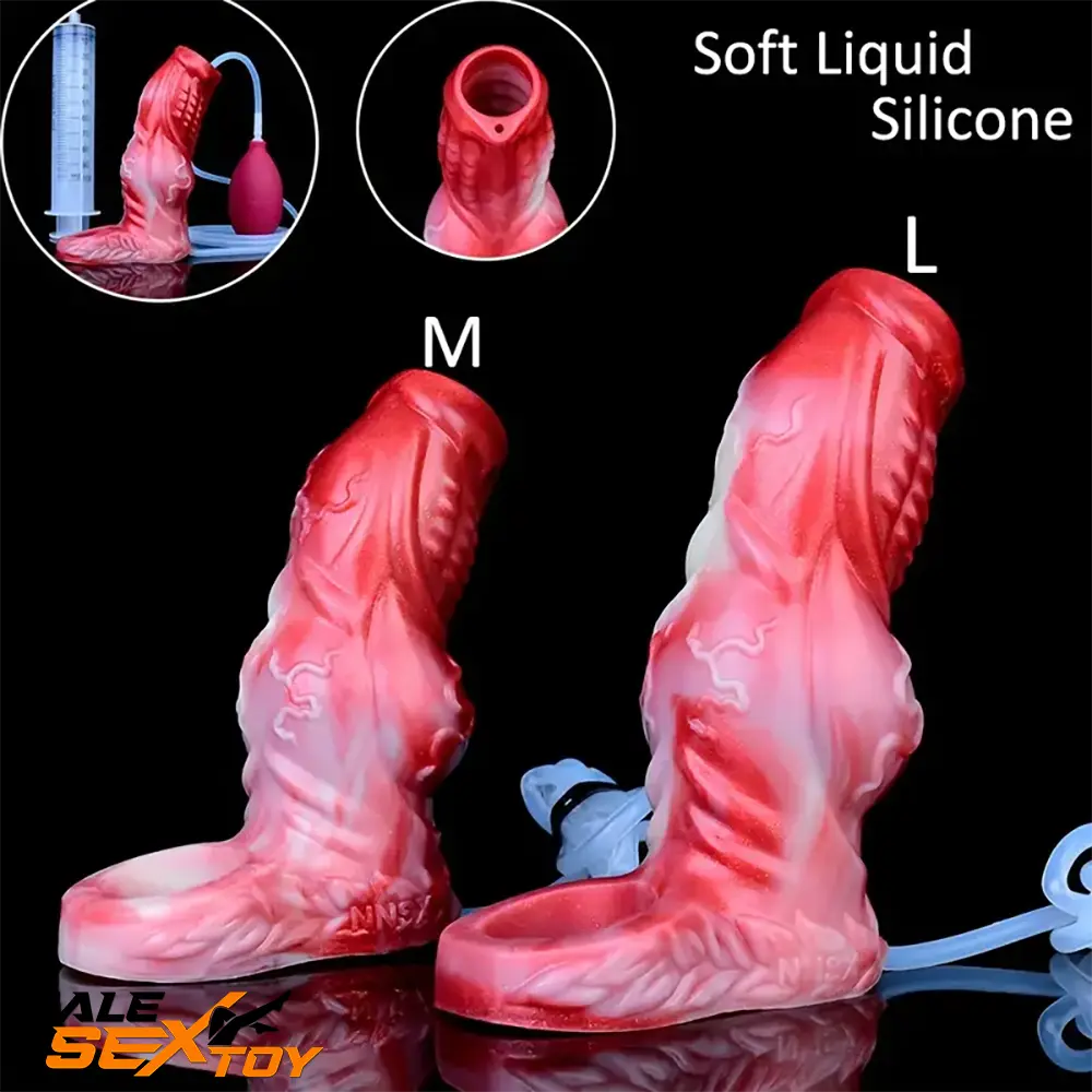 4.8in 5.59in Soft Liquid Silicone Monster Hollow Dildo Sleeve For Delay Male Sex Toy