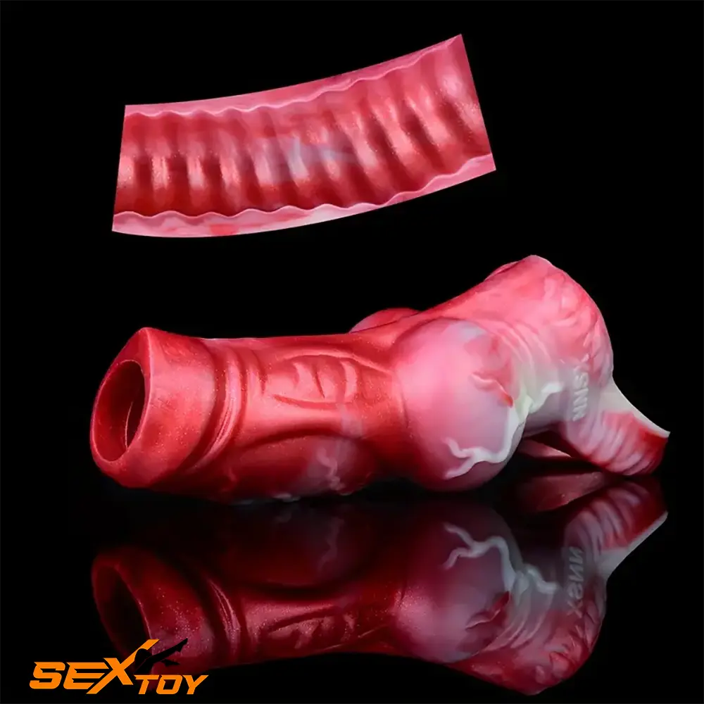 4.92in 5.83in Silicone Soft Hollow Dildo Sleeve Dog Knotted Penis Extender Male Sex Toy