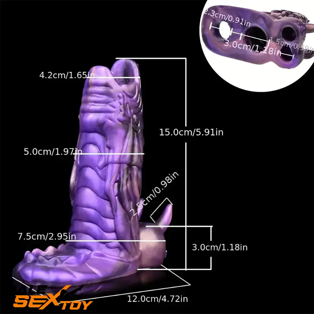 5.91in Liquid Silicone Dragon Fantasy Hollow Dildo Sleeve For Sex Toy Male Sex Toy