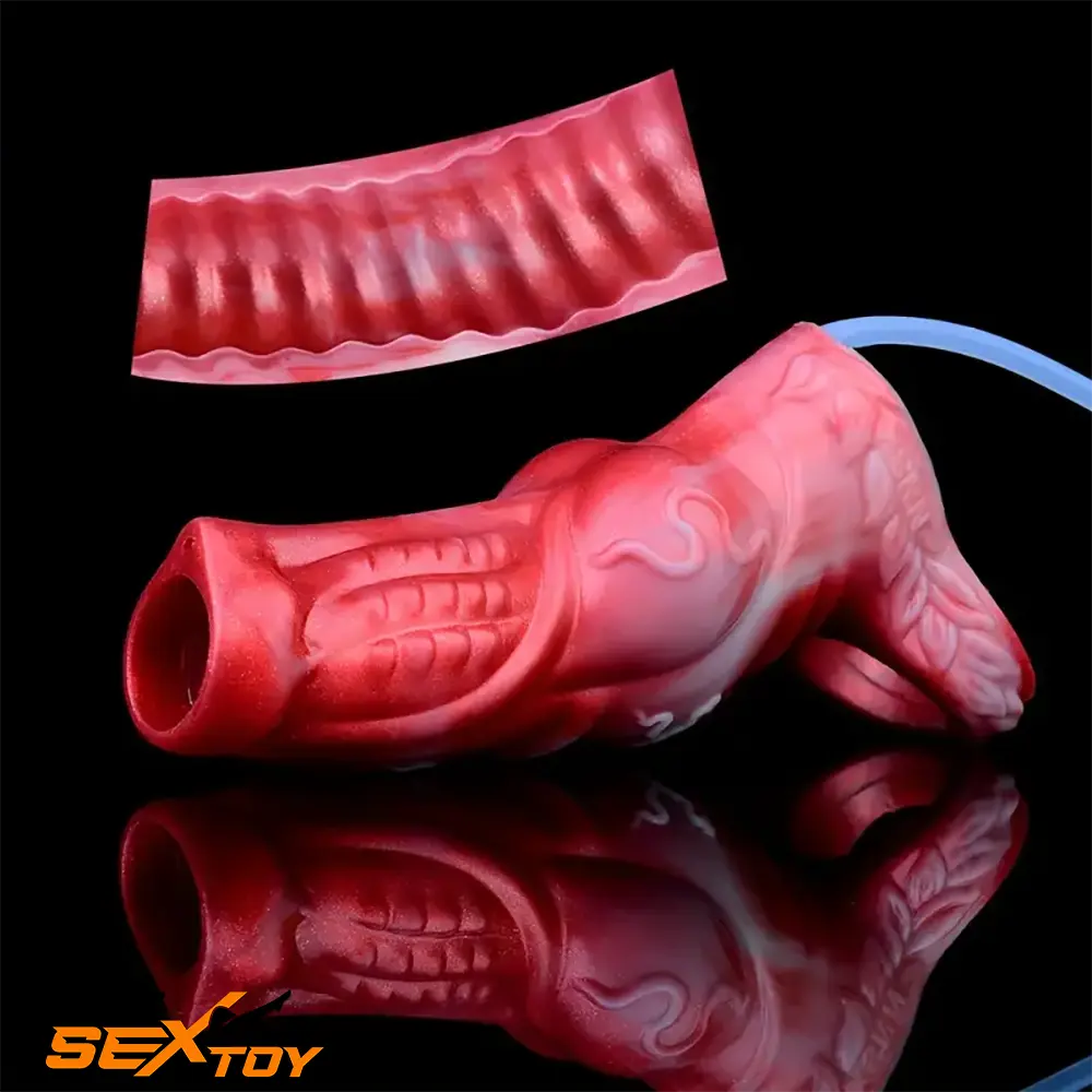 4.8in 5.59in Soft Liquid Silicone Monster Hollow Dildo Sleeve For Delay Male Sex Toy
