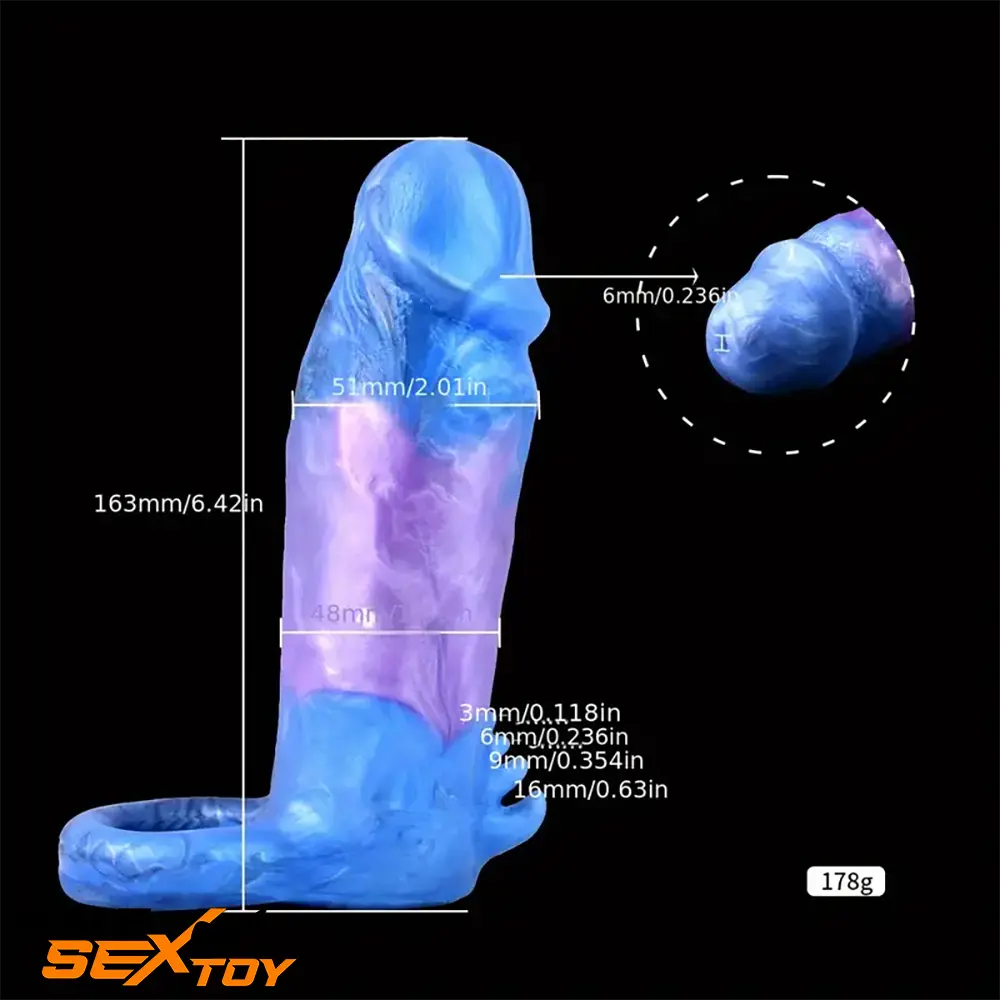 Multiple Lengths Fantasy Silicone Soft Penis Sleeve Ring Hollow Dildo Male Sex Toy