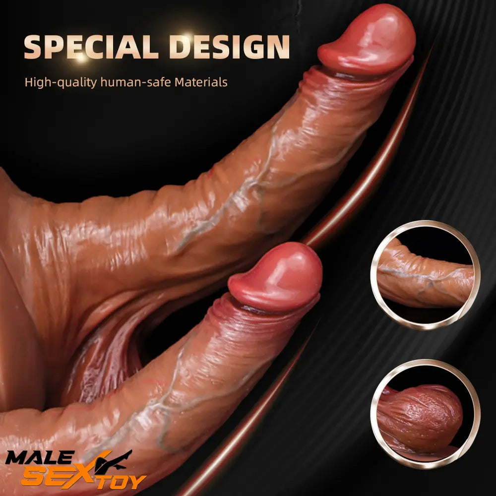 8.07in 9.25in Soft Liquid Silicone Big Testicular Real Feeling Dildo Male Sex Toy