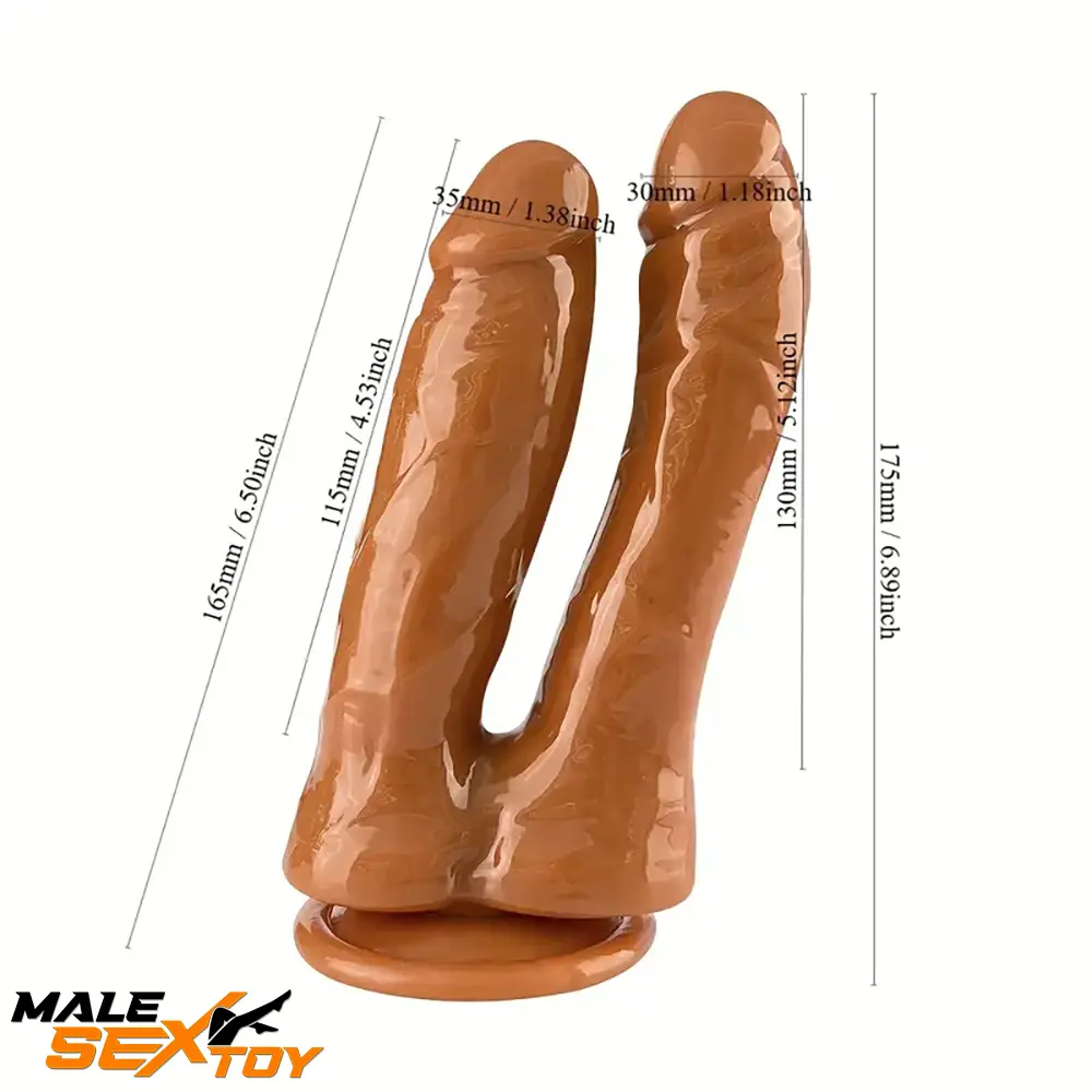 6.89in Lifelike Double Penetration Dildo For Anal Clit Realistic Dilator Male Sex Toy