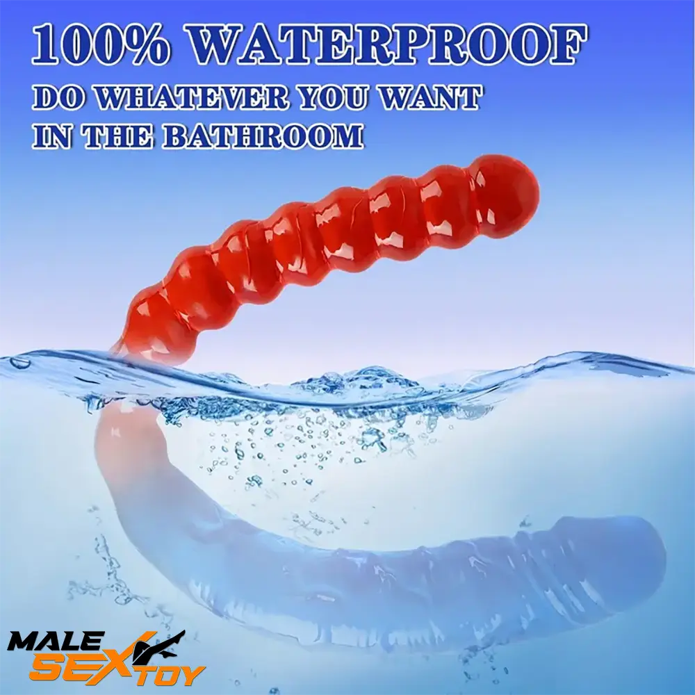 17.72in Real Look Double-headed Dildo Prostate Masturbator With Beads Male Sex Toy