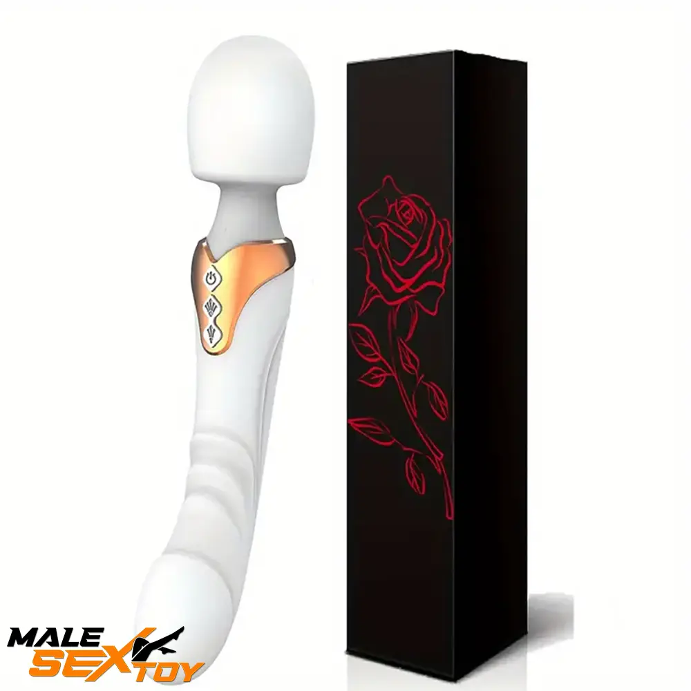 9.96in Dual Motor Silicone Large Wand G-Spot Vibrating Automatic Dildo Male Sex Toy