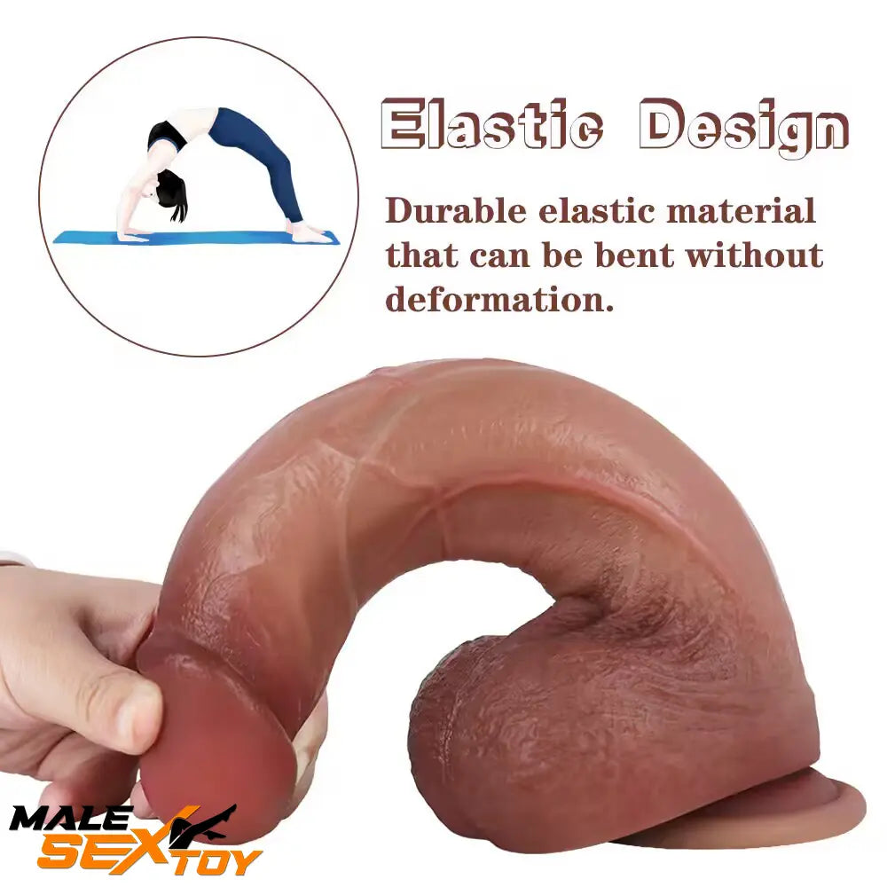 9.5in Superb Flesh-like Silicone Real Feeling Skin Dual Density Dildo Male Sex Toy