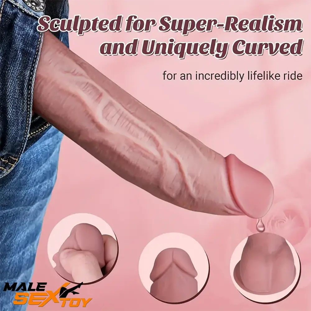 9.1in Silicone Thrusting Vibrating Dual Motors Remote Electric Dildo Male Sex Toy