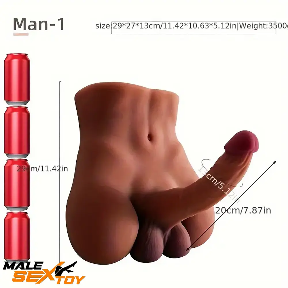 7.87in Premium Realistic Silicone Flexible Dildo Sex Torso For Women Male Sex Toy