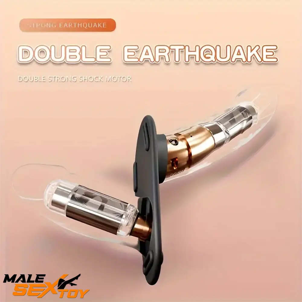 5.91in Silicone Soft Vibrating Automatic Lesbian Strap on Dual Dildo Male Sex Toy