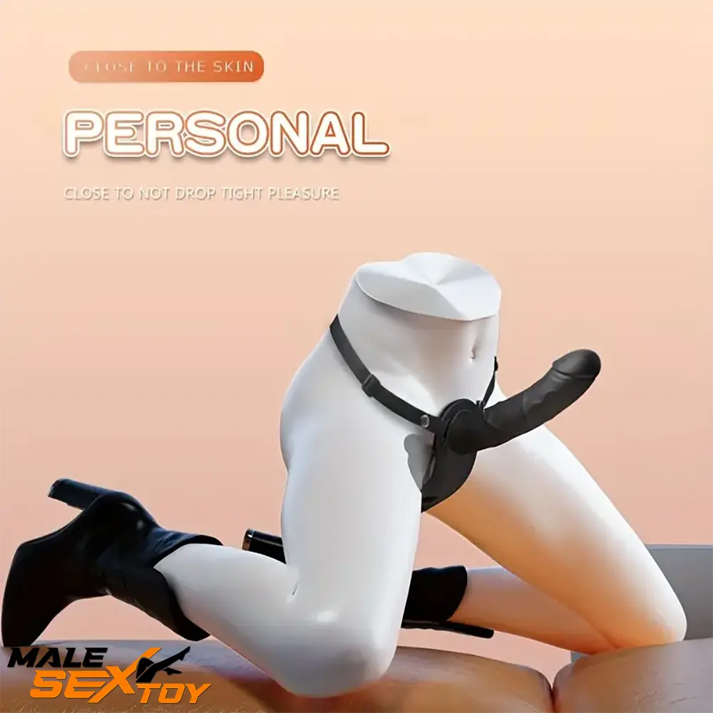 5.91in Silicone Soft Vibrating Automatic Lesbian Strap on Dual Dildo Male Sex Toy