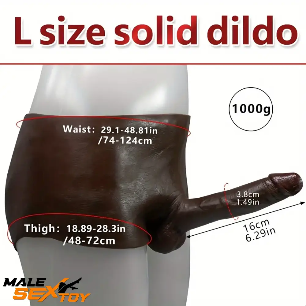 6.29in Wearable Ebony Solid Hollow Dildo Pants With Builtin Skeleton Male Sex Toy