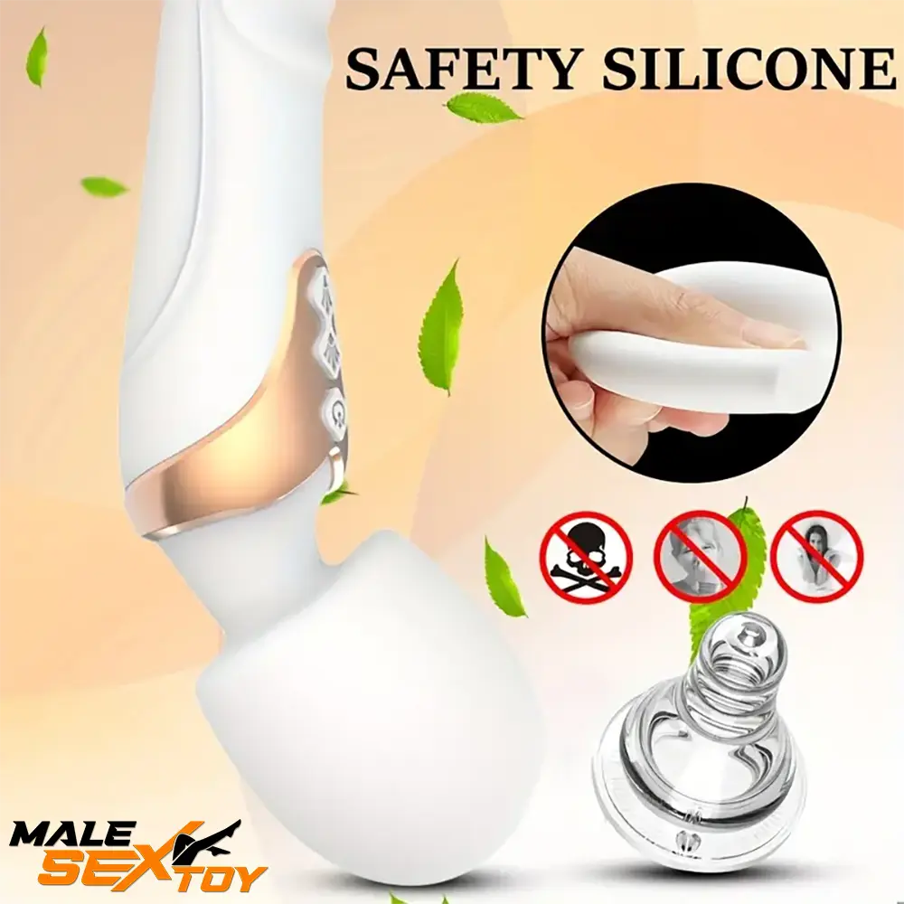 9.96in Dual Motor Silicone Large Wand G-Spot Vibrating Automatic Dildo Male Sex Toy