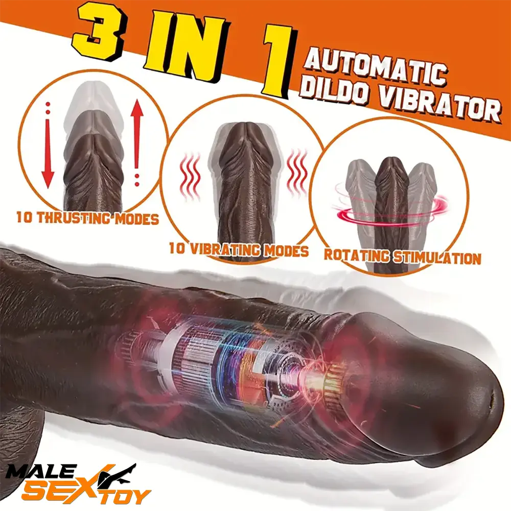 8.7in Silicone 4in1 Heating Thrusting Vibrating Rotation Electric Dildo Male Sex Toy