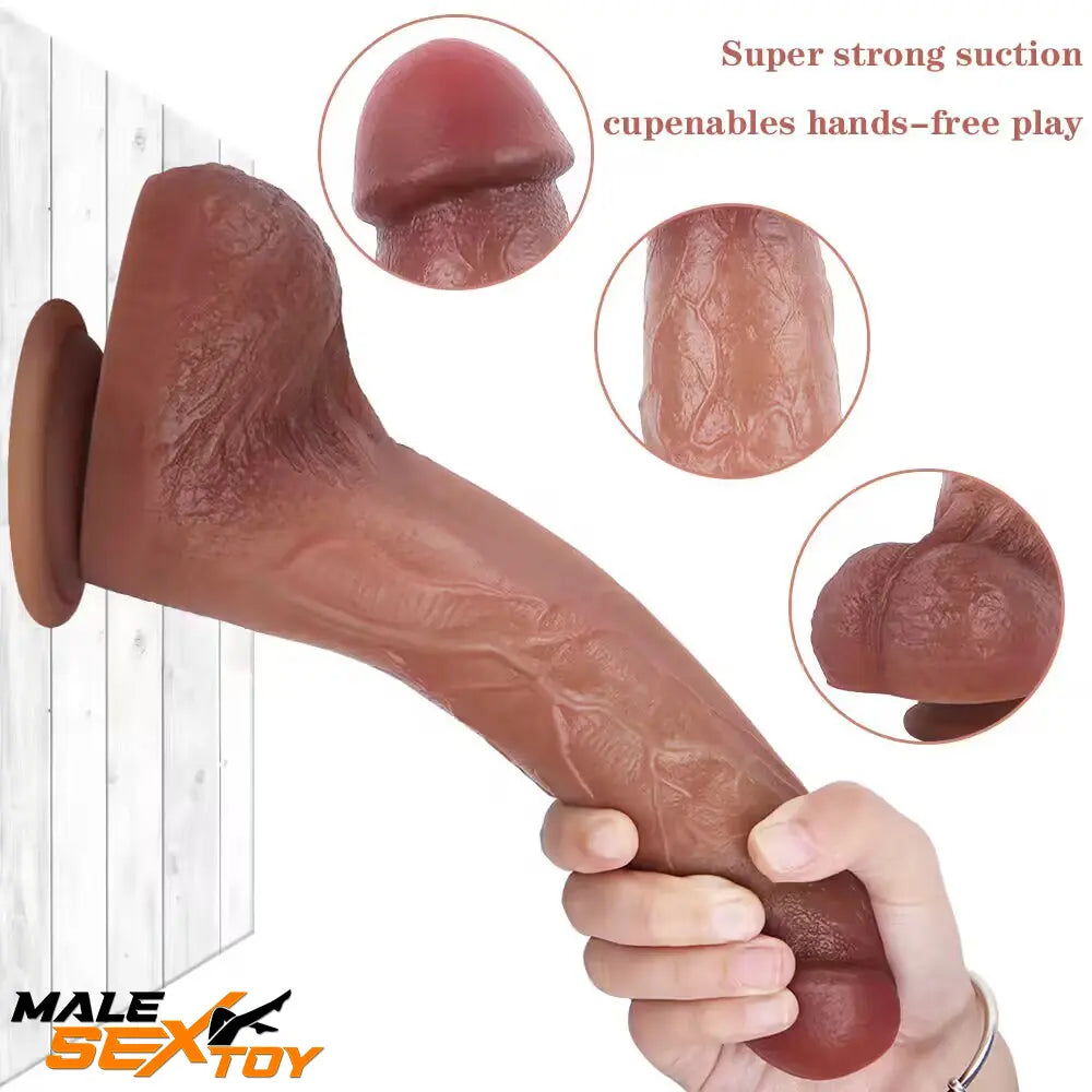 9.5in Superb Flesh-like Silicone Real Feeling Skin Dual Density Dildo Male Sex Toy