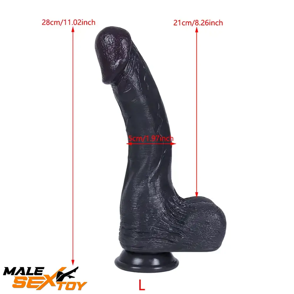 8.26in 9.45in 11.02in Big Ebony Realistic Silicone Soft Dildo Love Toy Male Sex Toy