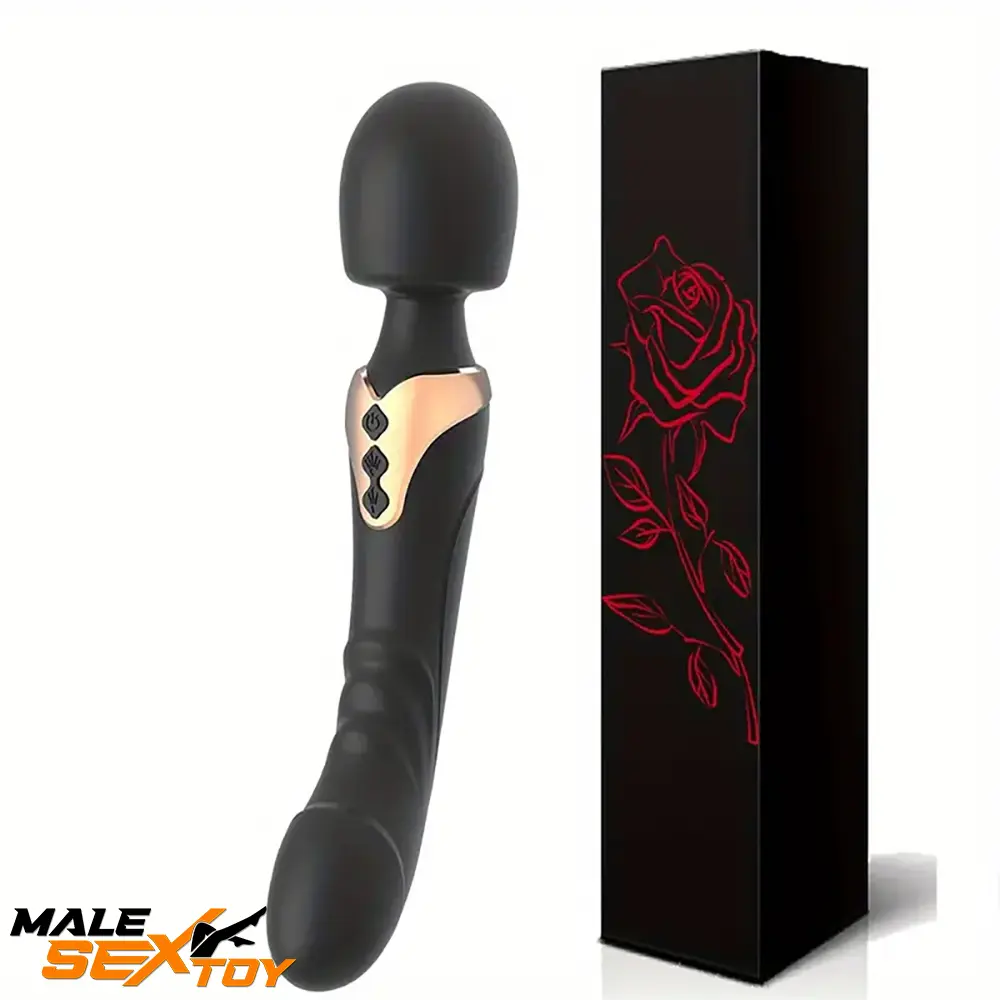 9.96in Dual Motor Silicone Large Wand G-Spot Vibrating Automatic Dildo Male Sex Toy