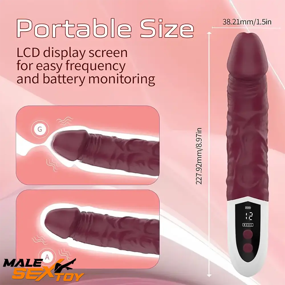 8.97in Premium Silicone Vibrating Realistic Female Electric Dildo Toy Male Sex Toy