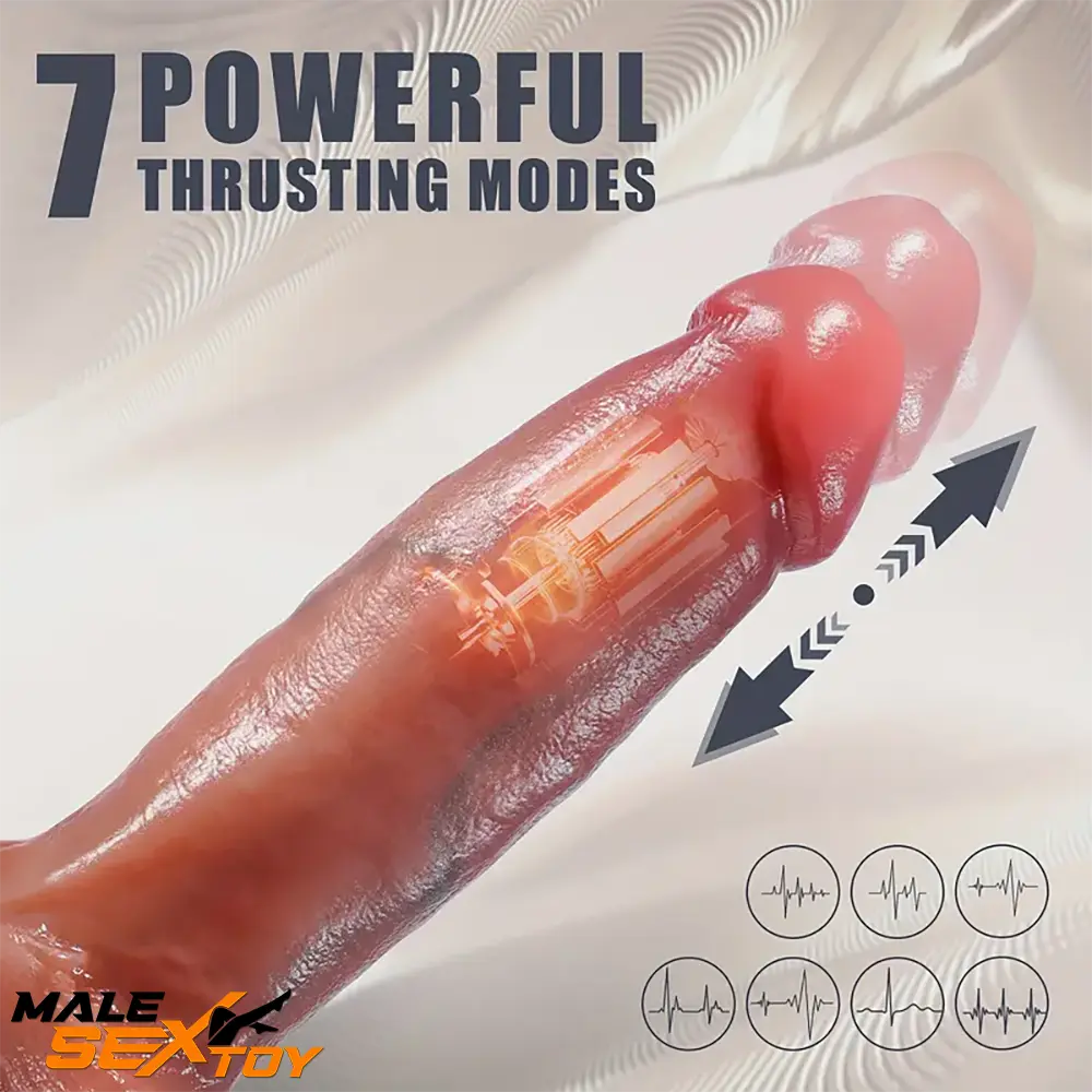 9.4in Silicone Thrusting Vibrating Rotating Heating Remote Electric Dildo Male Sex Toy