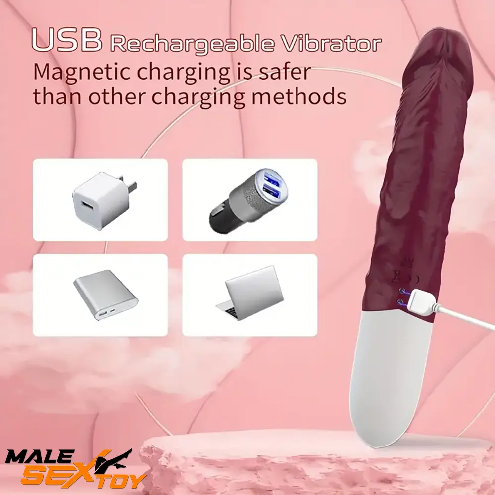 8.97in Premium Silicone Vibrating Realistic Female Electric Dildo Toy Male Sex Toy