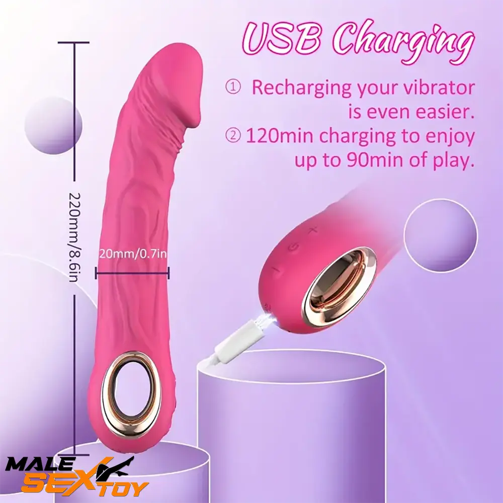 8.6in Premium Silicone Vibrating Realistic Dildo Female Vibrator Male Sex Toy