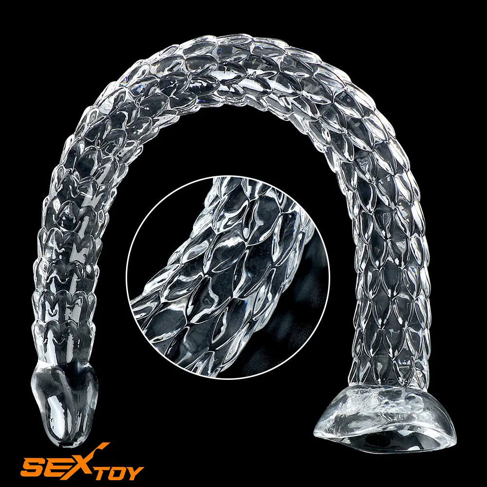 15.75in 19.69in 23.62in Huge Long Snake Scaly Clear Dildo Adult Love Male Sex Toy