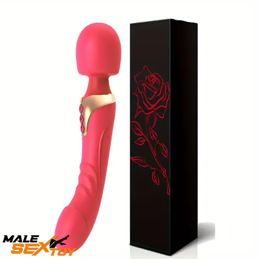 9.96in Dual Motor Silicone Large Wand G-Spot Vibrating Automatic Dildo Male Sex Toy