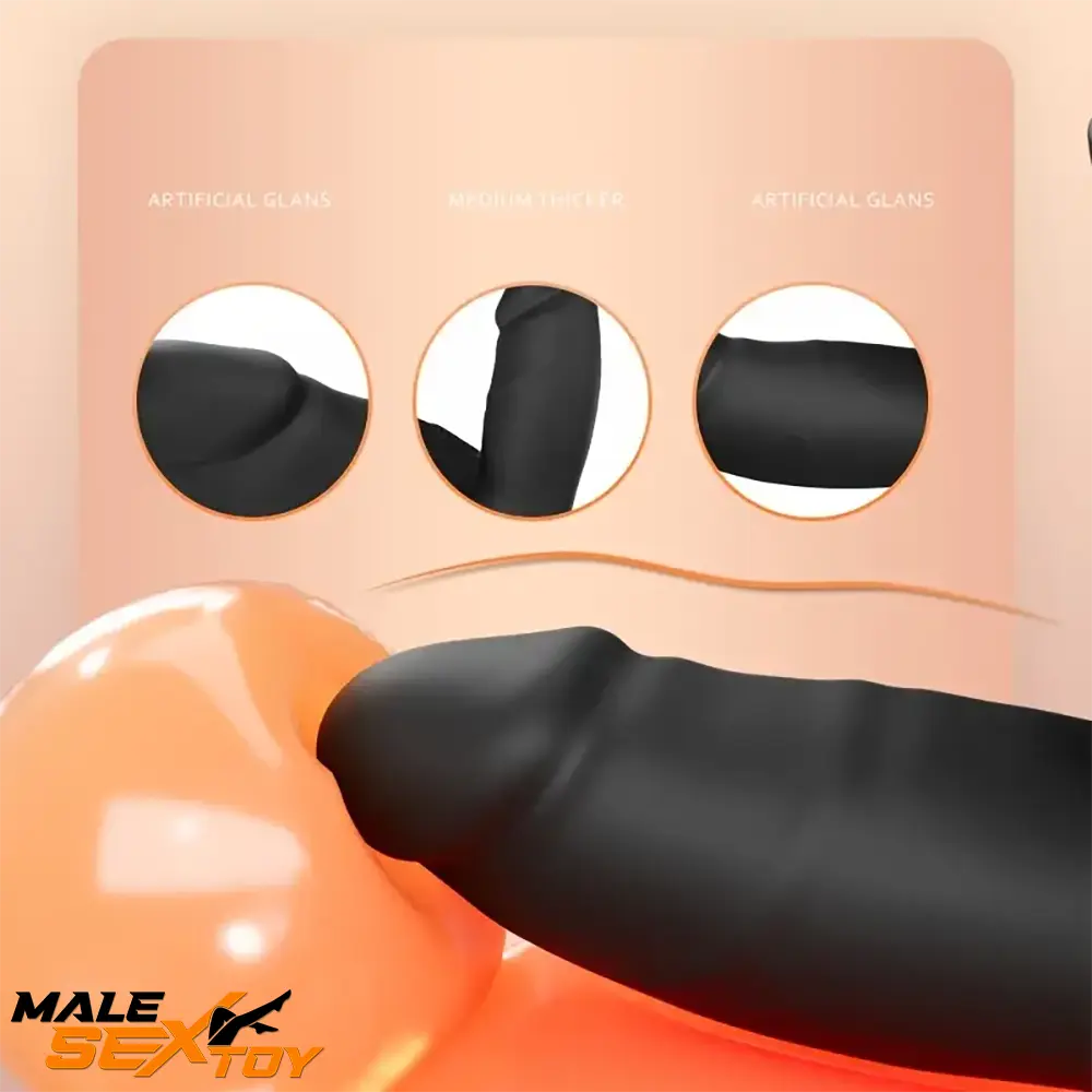 5.91in Silicone Soft Vibrating Automatic Lesbian Strap on Dual Dildo Male Sex Toy