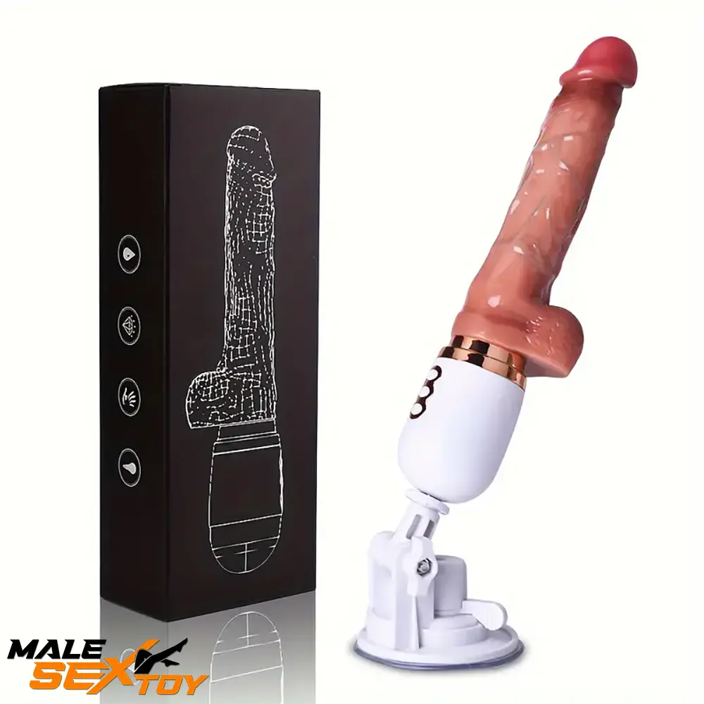 5.51in Lifelike Silicone Heating Thrusting Rotating Vibrating Dildo Machine Male Sex Toy