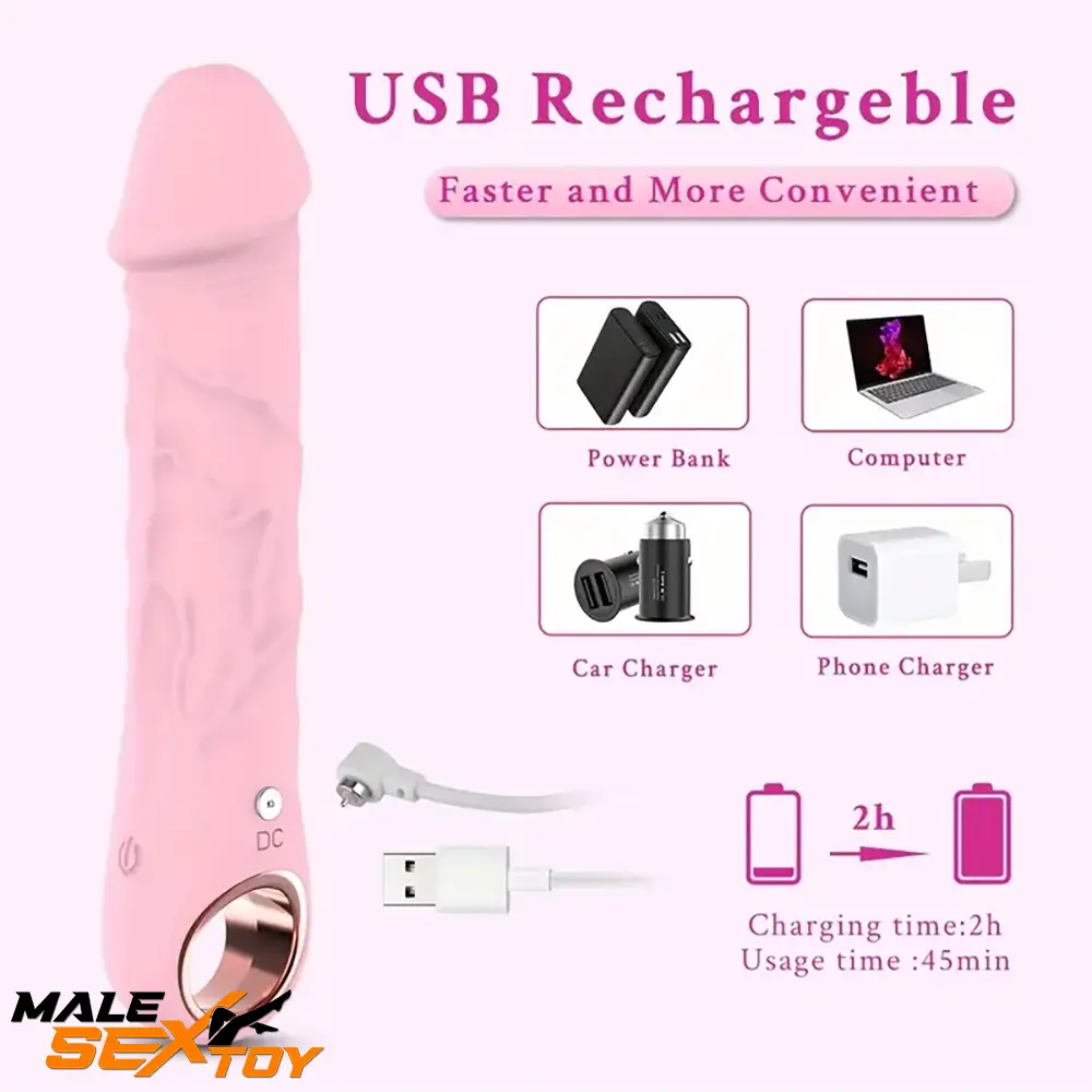 7.08in Liquid Silicone Bendable Soft Vibrating Dildo For Women Orgasm Male Sex Toy