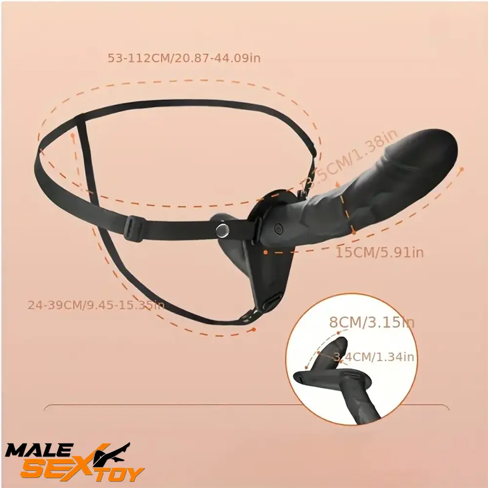 5.91in Silicone Soft Vibrating Automatic Lesbian Strap on Dual Dildo Male Sex Toy