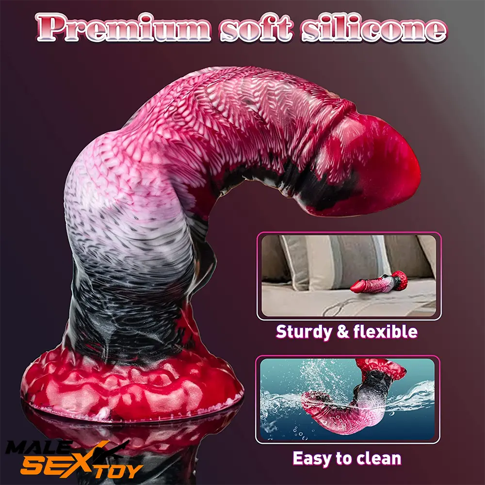 9.06in Silicone Soft Fantasy Big Wolf Knot Animal Dildo Suction Cup Male Sex Toy