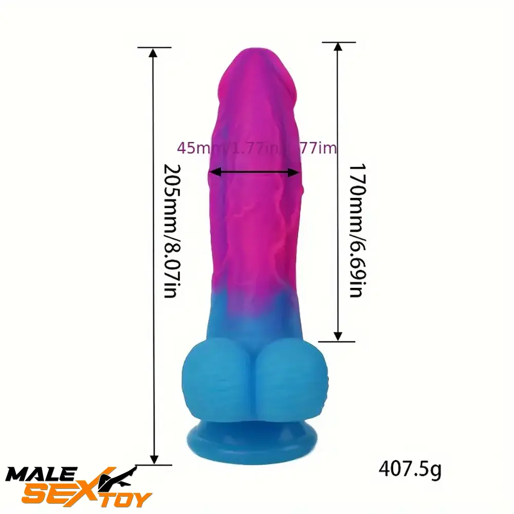 8.07in Colorful Silicone Soft Big Dildo For Women Men Sex Love Toy Male Sex Toy