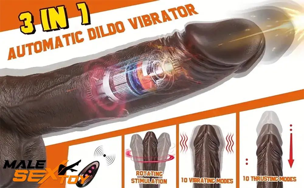 8.7in Silicone 4in1 Heating Thrusting Vibrating Rotation Electric Dildo Male Sex Toy