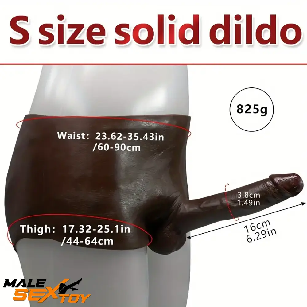 6.29in Wearable Ebony Solid Hollow Dildo Pants With Builtin Skeleton Male Sex Toy