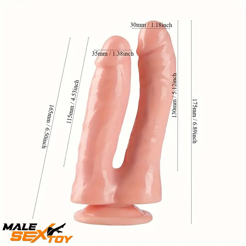 6.89in Lifelike Double Penetration Dildo For Anal Clit Realistic Dilator Male Sex Toy