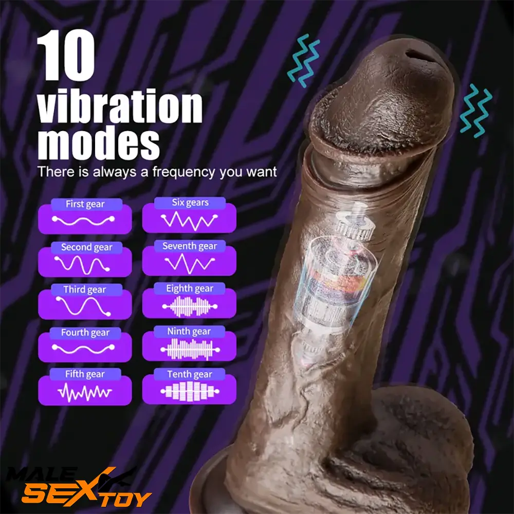 8.7in Ebony 4in1 Heating Thrusting Automatic Rotation Remote Dildo Male Sex Toy