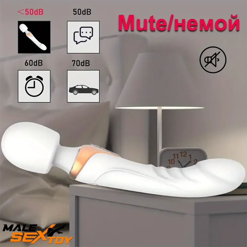 9.96in Dual Motor Silicone Large Wand G-Spot Vibrating Automatic Dildo Male Sex Toy