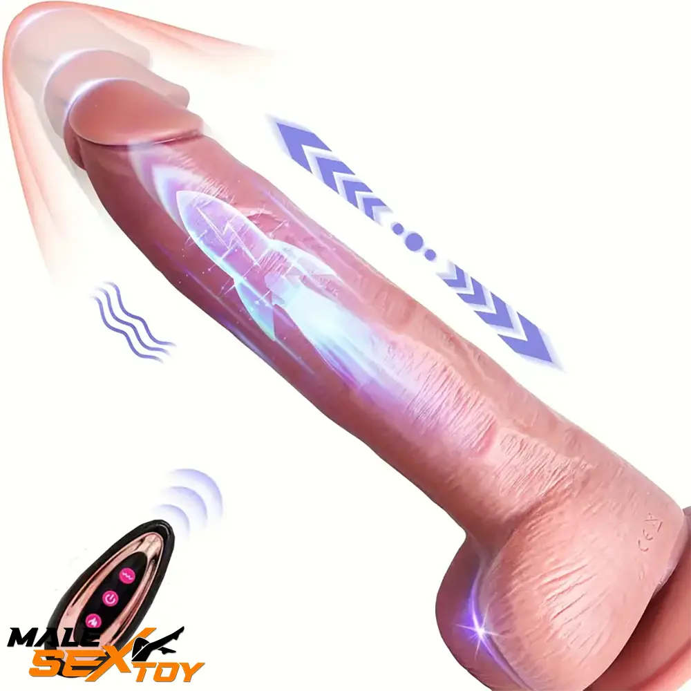 9.1in Silicone Thrusting Vibrating Dual Motors Remote Electric Dildo Male Sex Toy