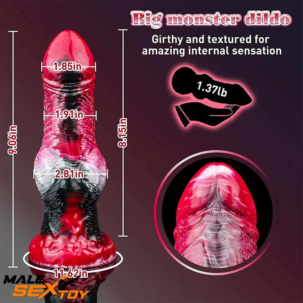 9.06in Silicone Soft Fantasy Big Wolf Knot Animal Dildo Suction Cup Male Sex Toy