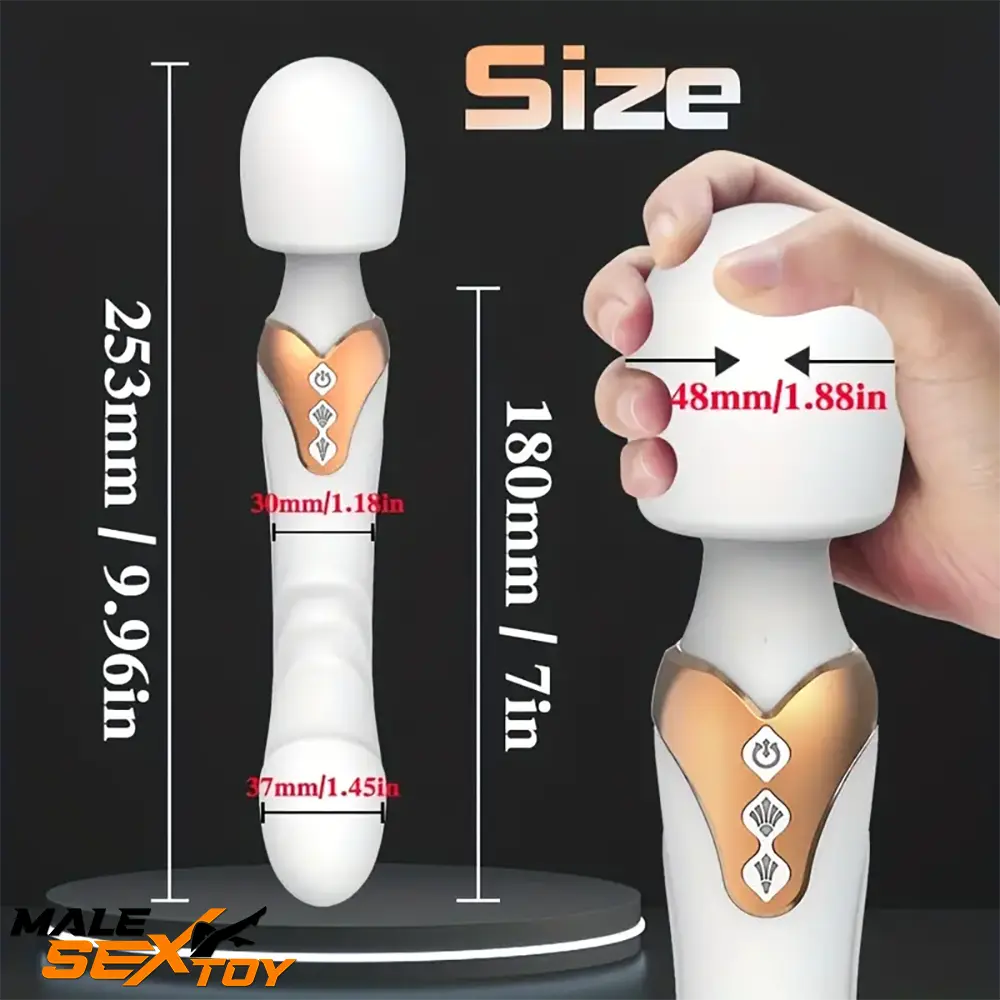 9.96in Dual Motor Silicone Large Wand G-Spot Vibrating Automatic Dildo Male Sex Toy