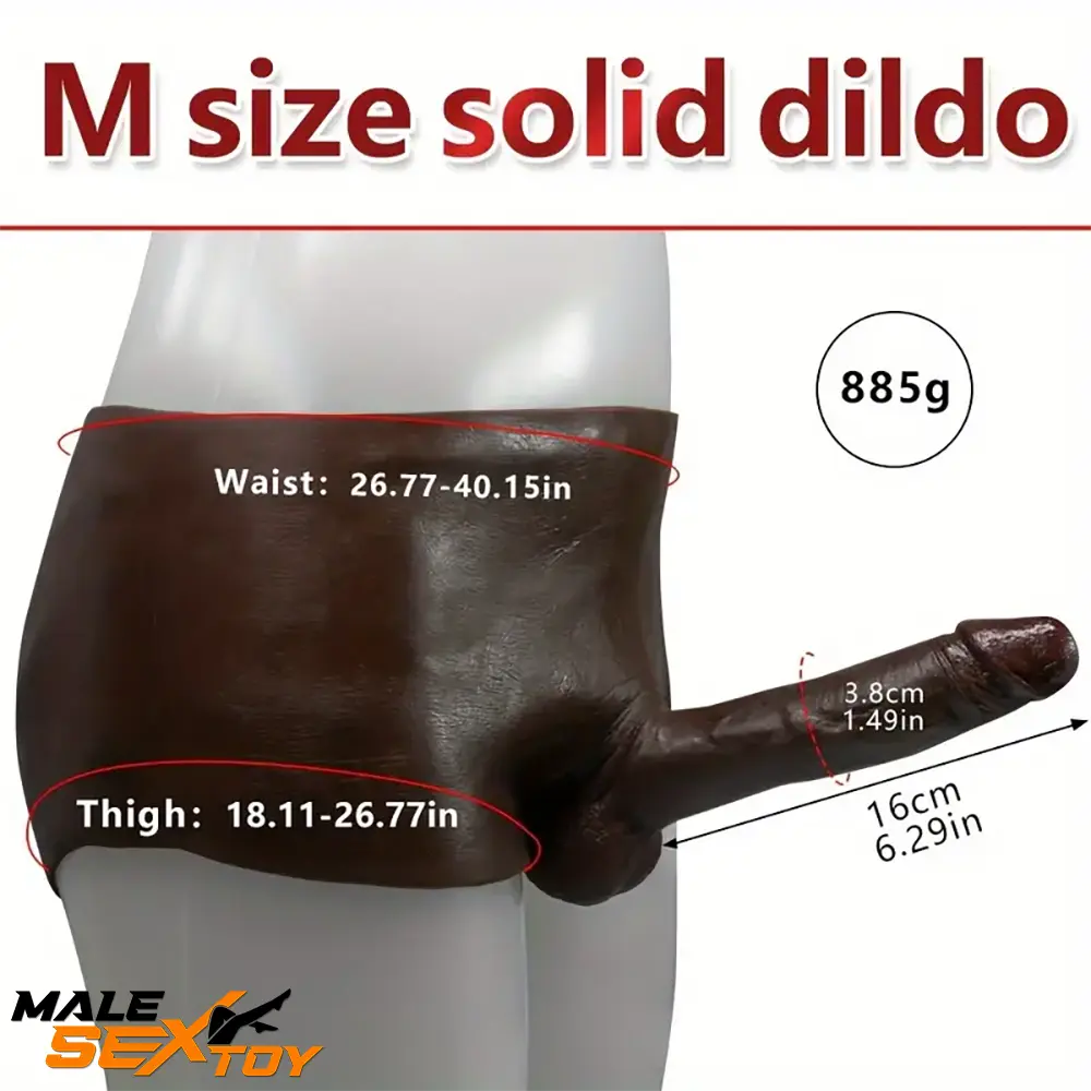 6.29in Wearable Ebony Solid Hollow Dildo Pants With Builtin Skeleton Male Sex Toy