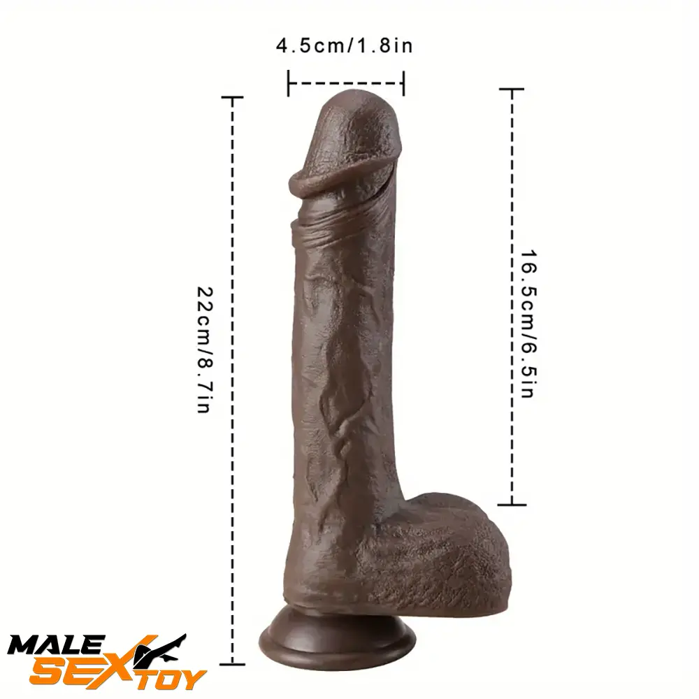8.7in Ebony 4in1 Heating Thrusting Automatic Rotation Remote Dildo Male Sex Toy
