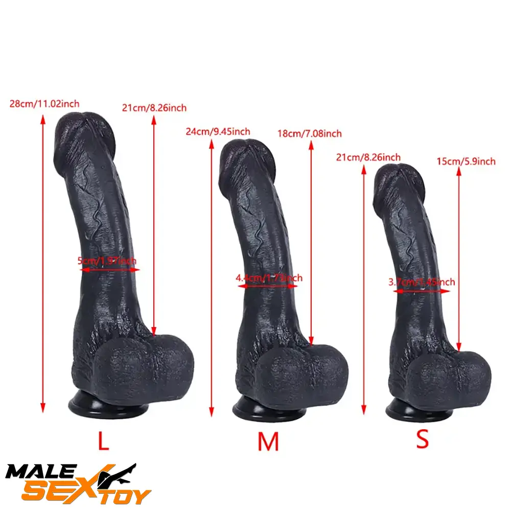 8.26in 9.45in 11.02in Big Ebony Realistic Silicone Soft Dildo Love Toy Male Sex Toy