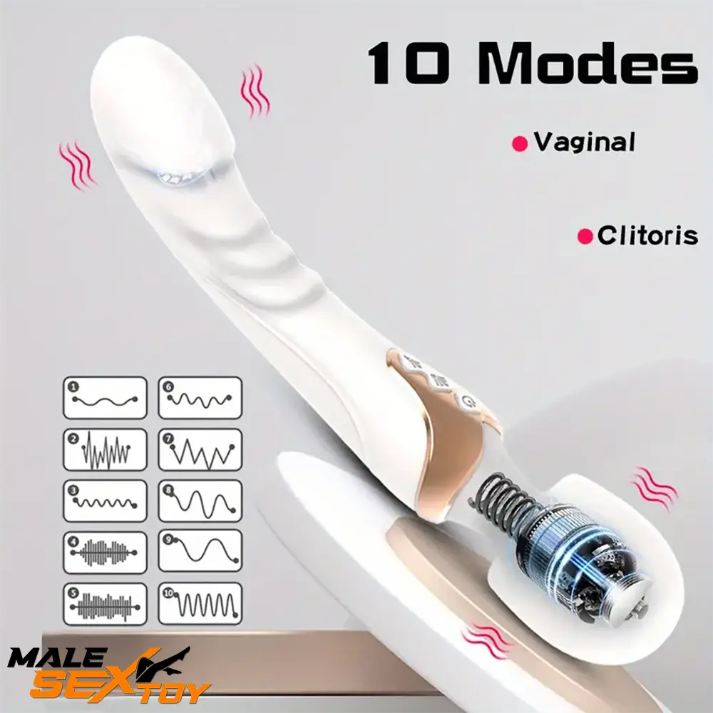 9.96in Dual Motor Silicone Large Wand G-Spot Vibrating Automatic Dildo Male Sex Toy