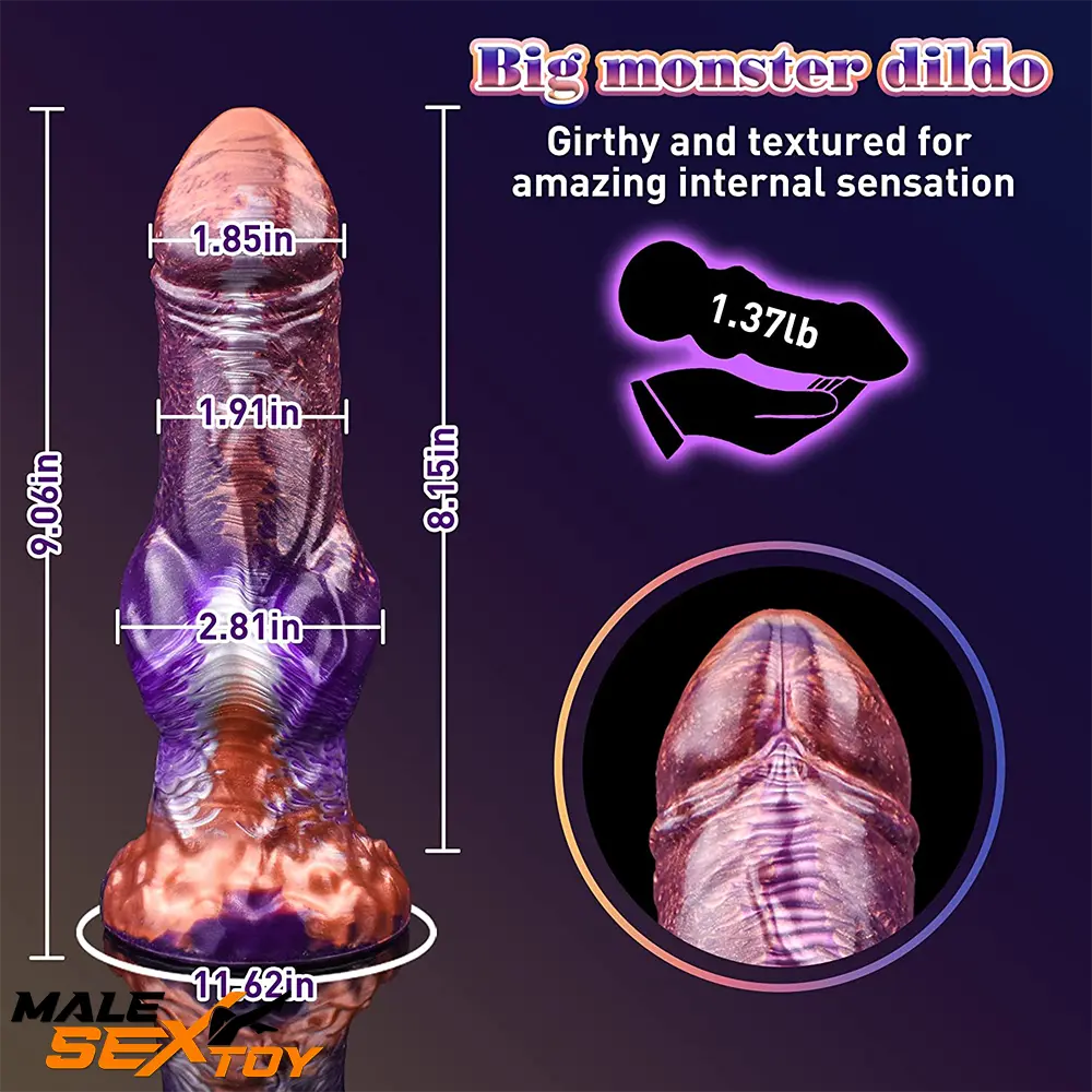 9.06in Silicone Soft Fantasy Big Wolf Knot Animal Dildo Suction Cup Male Sex Toy